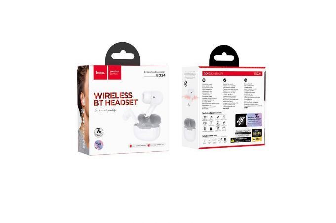 Гарнитура беспроводная Hoco EQ24, Bluetooth 5.4, белый