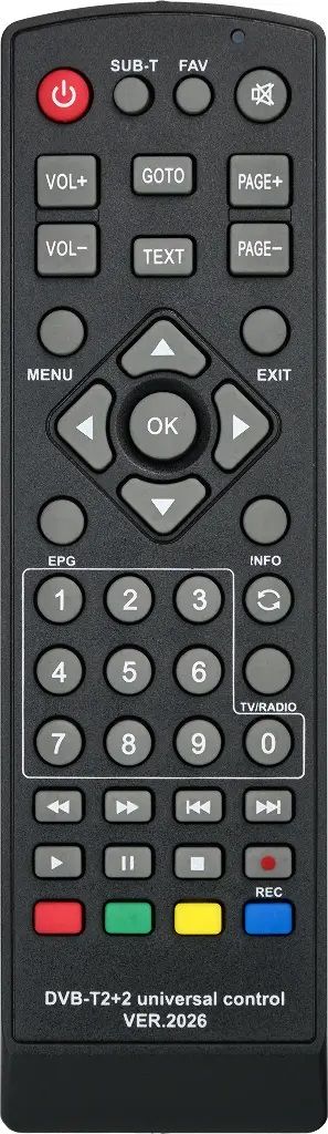 Пульт HUAYU для DVB-T2+2 и IP TV для всех ресиверов, версия 2026