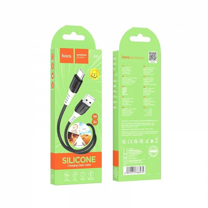 Шнур шт.Тип-С - шт.USB Hoco X82, 3A, 1м мягкий силикон, черный