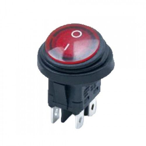 Переключатель Клавиша KCD1-224/4PN FS on-off влагозащита 4pin 6A 220V с подсветкой, круглый
