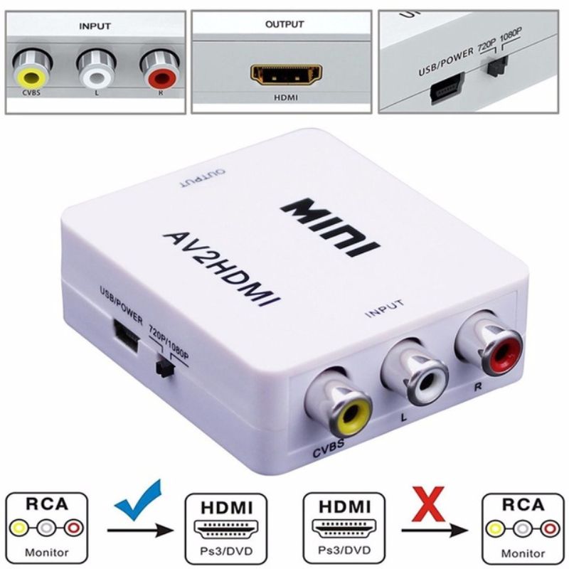 Конвертер  гн.HDMI(выход) - 3гн.RCA(вход) Full HD 1080p 5-985
