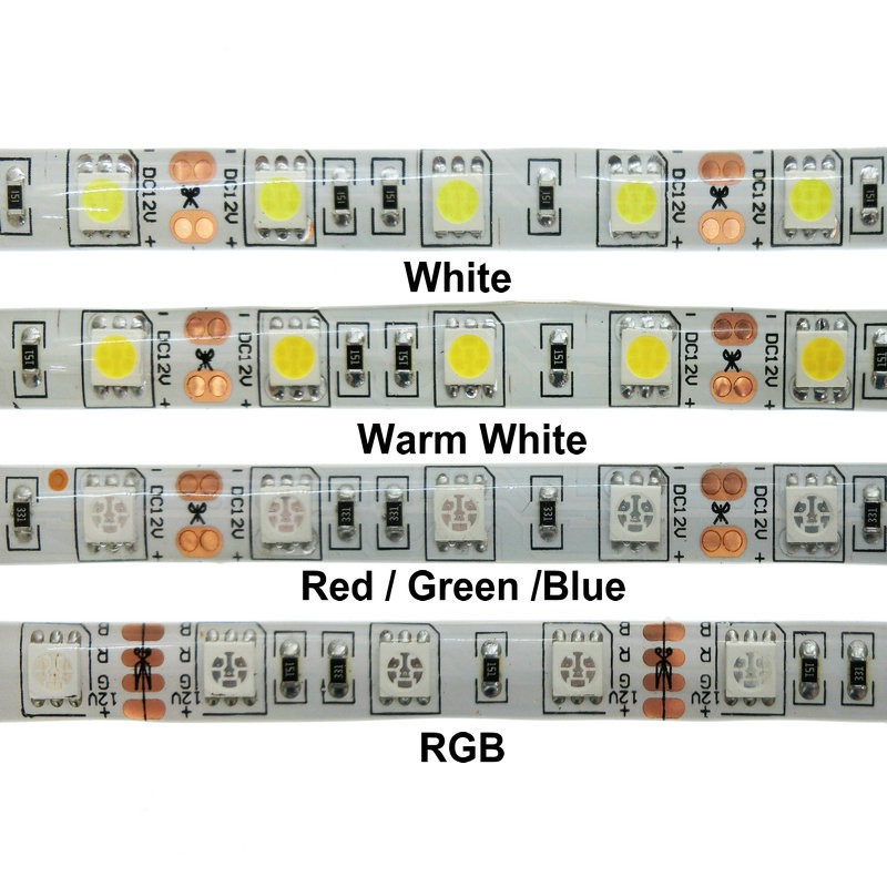Лента светодиодная SMD5050, IP65, 60LED, теплый белый, 14,4W/метр, 10см