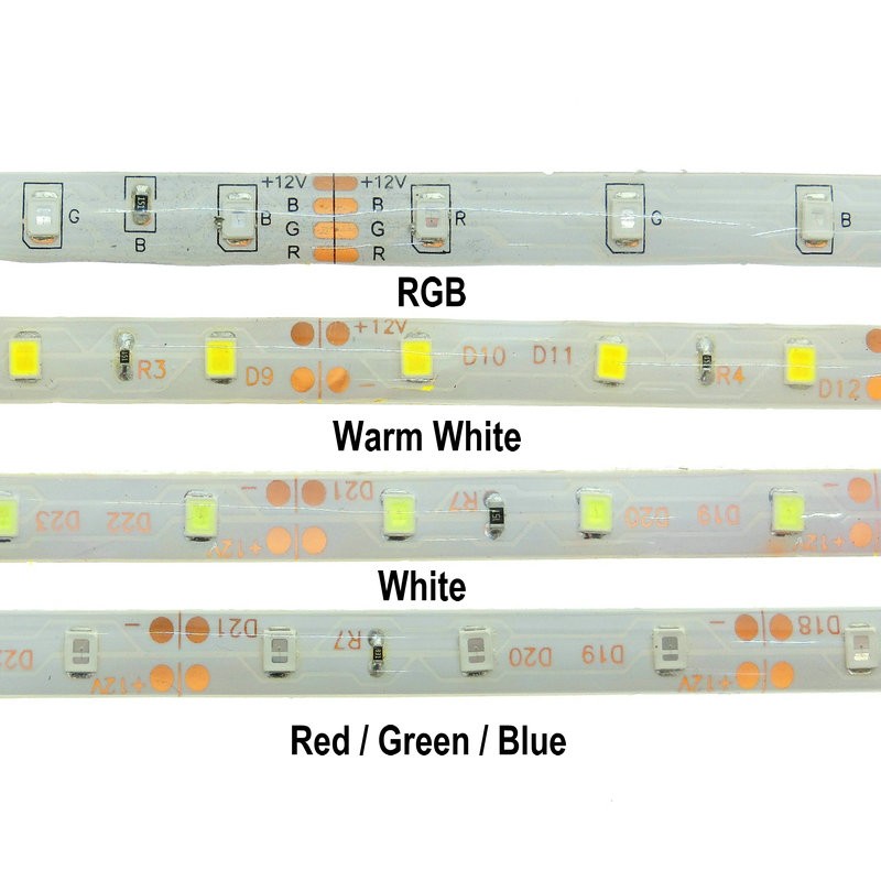 Лента светодиодная SMD3528, IP65, 60LED, белый, 4,8W/метр, 12V, влагозащищенная 10см