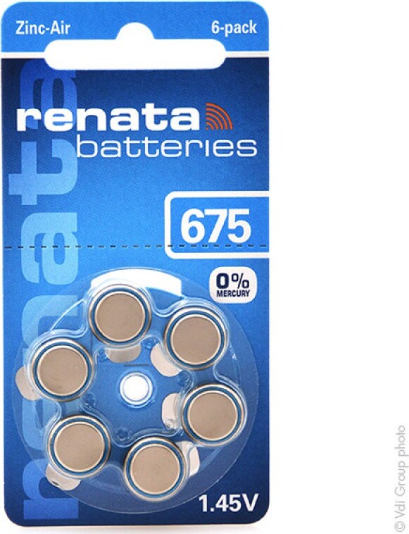 Элемент питания 'Renata' ZA675 (G13) 1,4V для слуховых апаратов 1шт