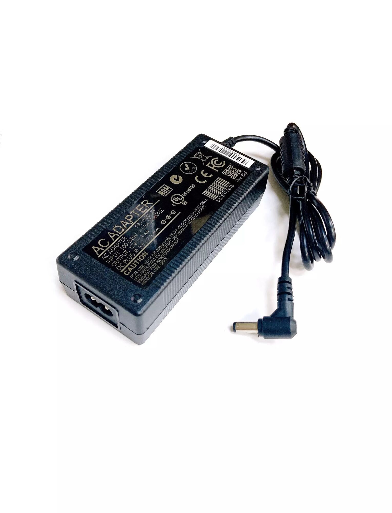 Блок питания импульсный 12V, 3,4А, 41Вт (шт. угловой 2,5х5,5мм.,гн.C7, 2pin, без сет. шнура)