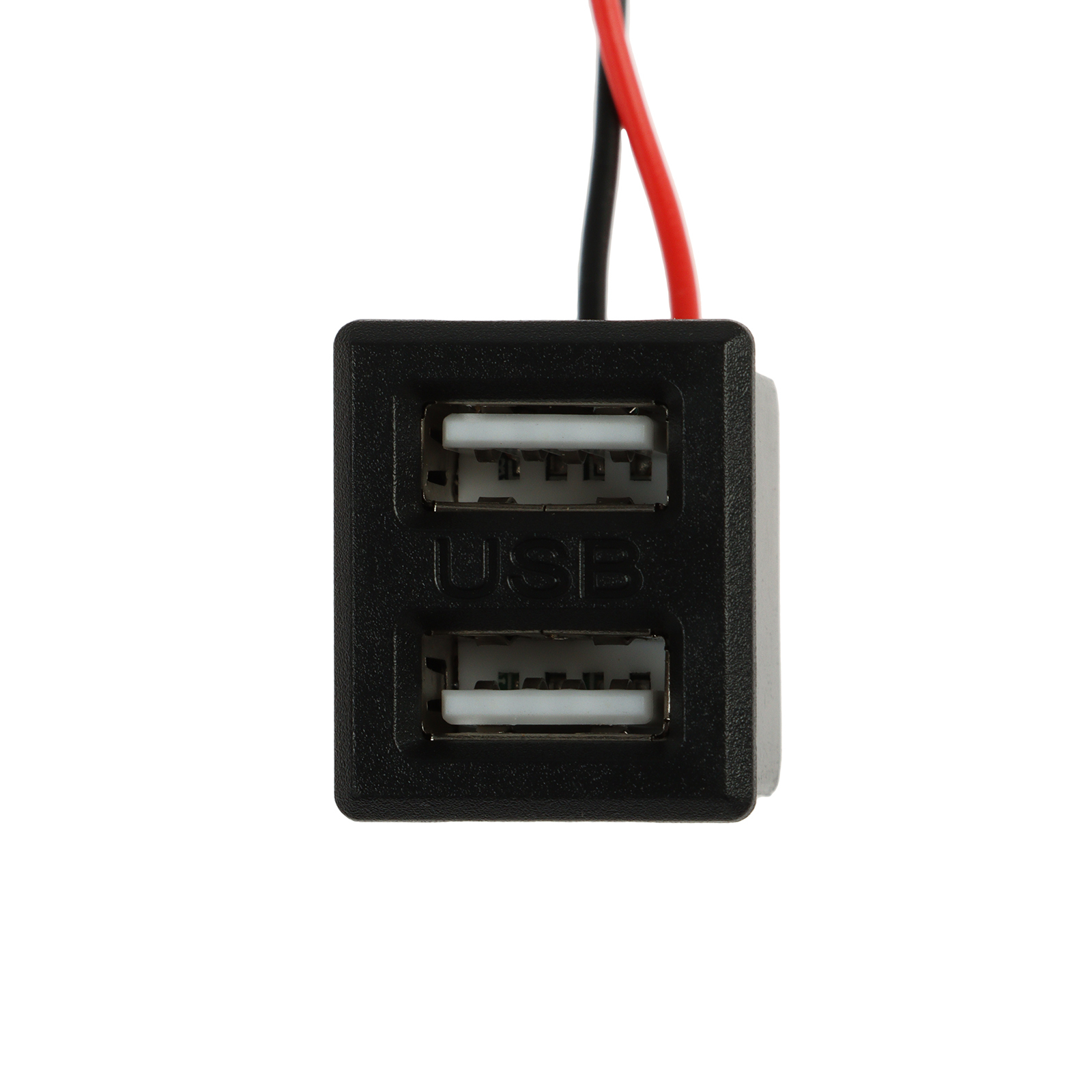 Гнездо USB A*2шт 2pin, 2,1А, 12В, черный, c проводом 10см,
