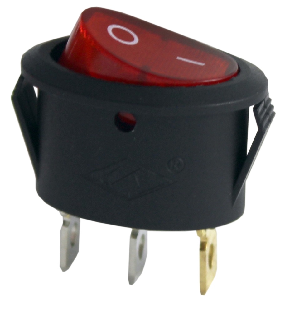 Переключатель с подсветкой IRS-101-6C on-off 3pin овал 22*13мм 6A 250V