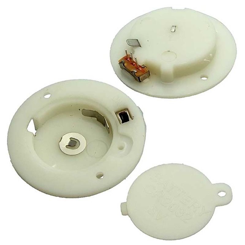 Батарейный отсек под CR2032, D=35мм, закрытый с выключ, белый