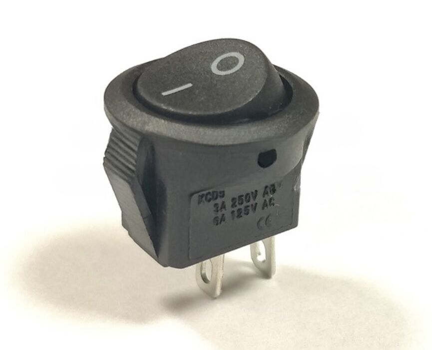 Переключатель без подсветки мини KCD1-204/2P 2pin on-off 3A 250V 16мм круглый