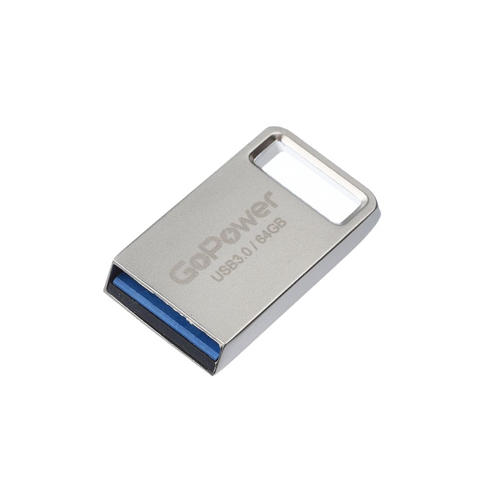 Карта памяти GoPower MINI 64GB USB 3.0, металл серебряный