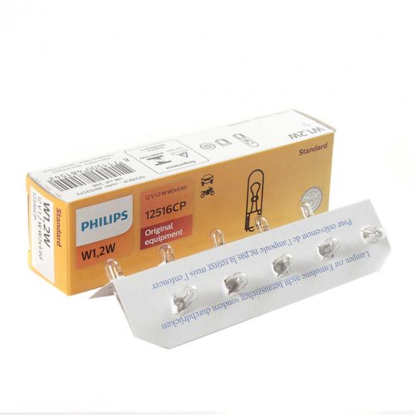 Автолампа галогенная Т5 W1,2W, 12V, 1,2W (панель приборов) (б/цок, малая) Philips