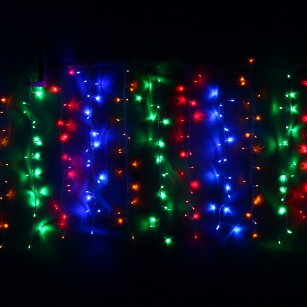 Гирлянда 'Занавес' Ш:3м В:2,5м нить силикон, LED-480-220V, контр. 8 р, МУЛЬТИ