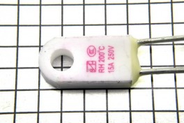 Термопредохранитель RH 15А 250v Т=200°С  выносной керам. отверст/провод