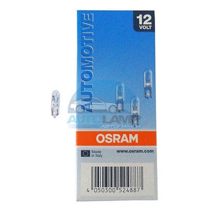 Автолампа галогенная Т5 W1,2W, 12V, 1,2W (панель приборов) (б/цок, малая) OSRAM