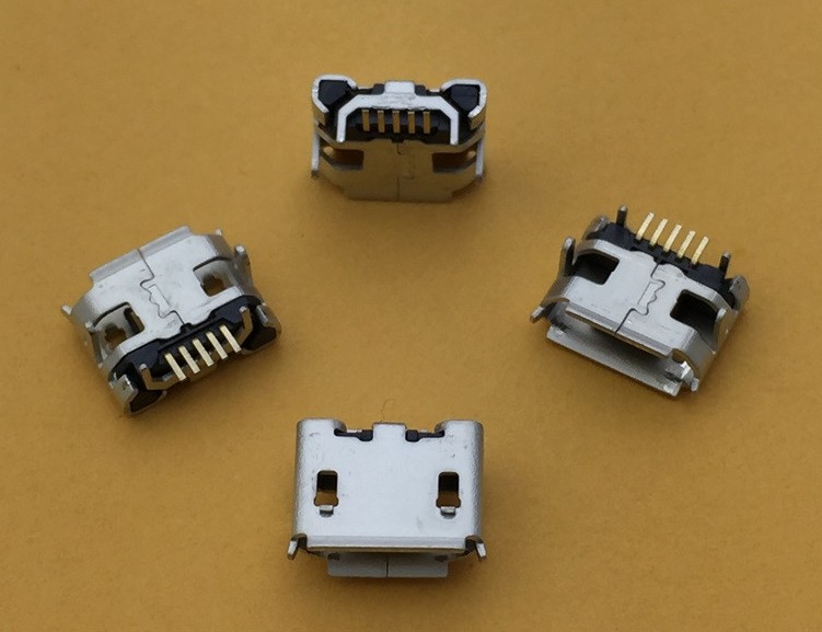 Гнездо micro USB 5pin 2 ноги , тип 6 (DIP WITH 2 SMALL HORN) крепл. в сторону