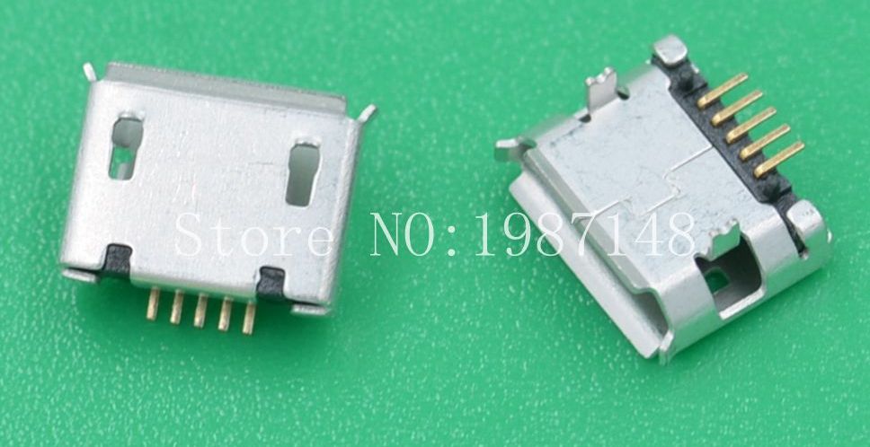 Гнездо micro USB B 5pin на плату 2 ноги нижнее крепление I( тип 2 )(