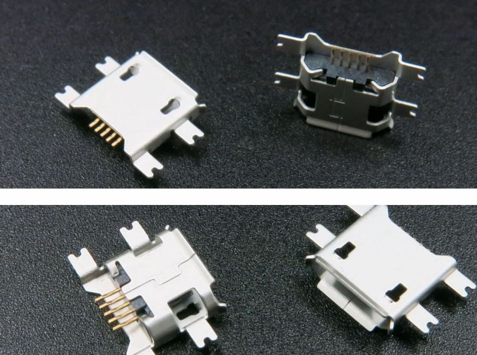 Гнездо micro USB B 5pin на плату 4 ноги выв.крепл.прямые B5-SA1 тип7 )( тип 5