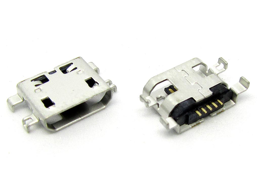 Гнездо micro USB B 5pin на плату 4 ноги выв.крепл. изогн. II