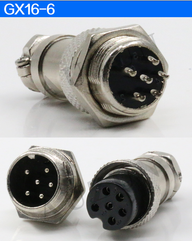 Штекер+гнездо MIC16 6pin 16мм 7А 125В шт-корпус/гн-кабель (пара)