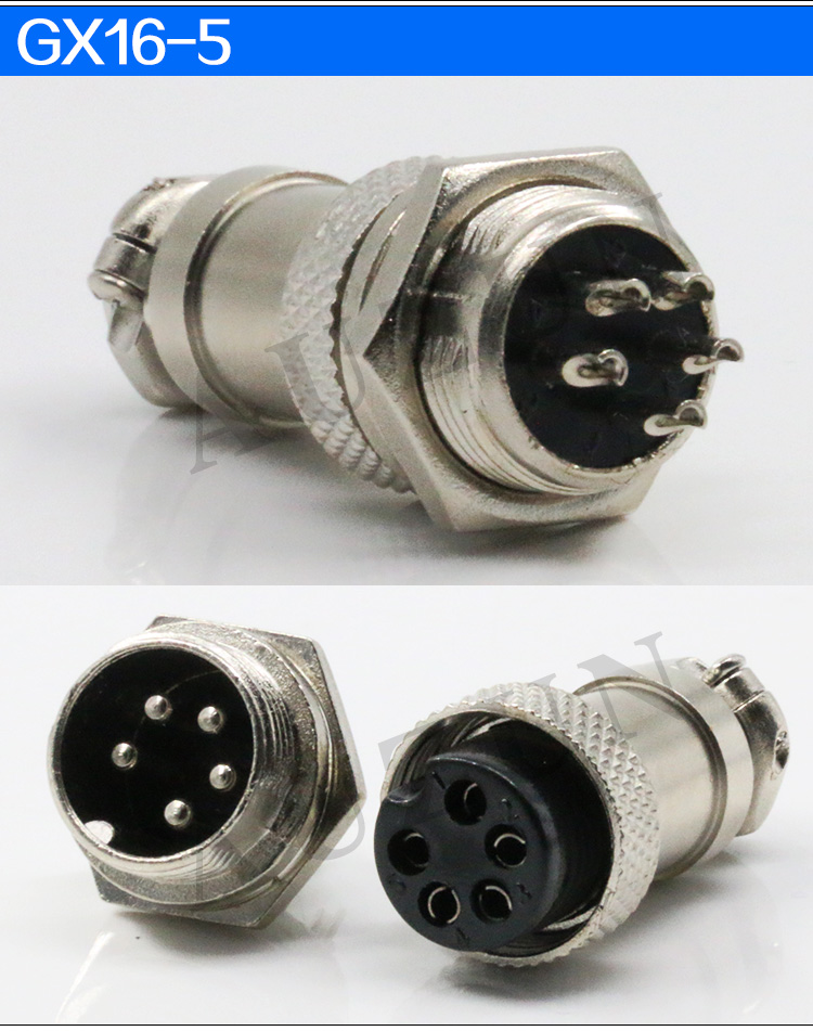 Штекер+гнездо MIC16 5pin 16мм 7А 125В кабель/кабель (пара)