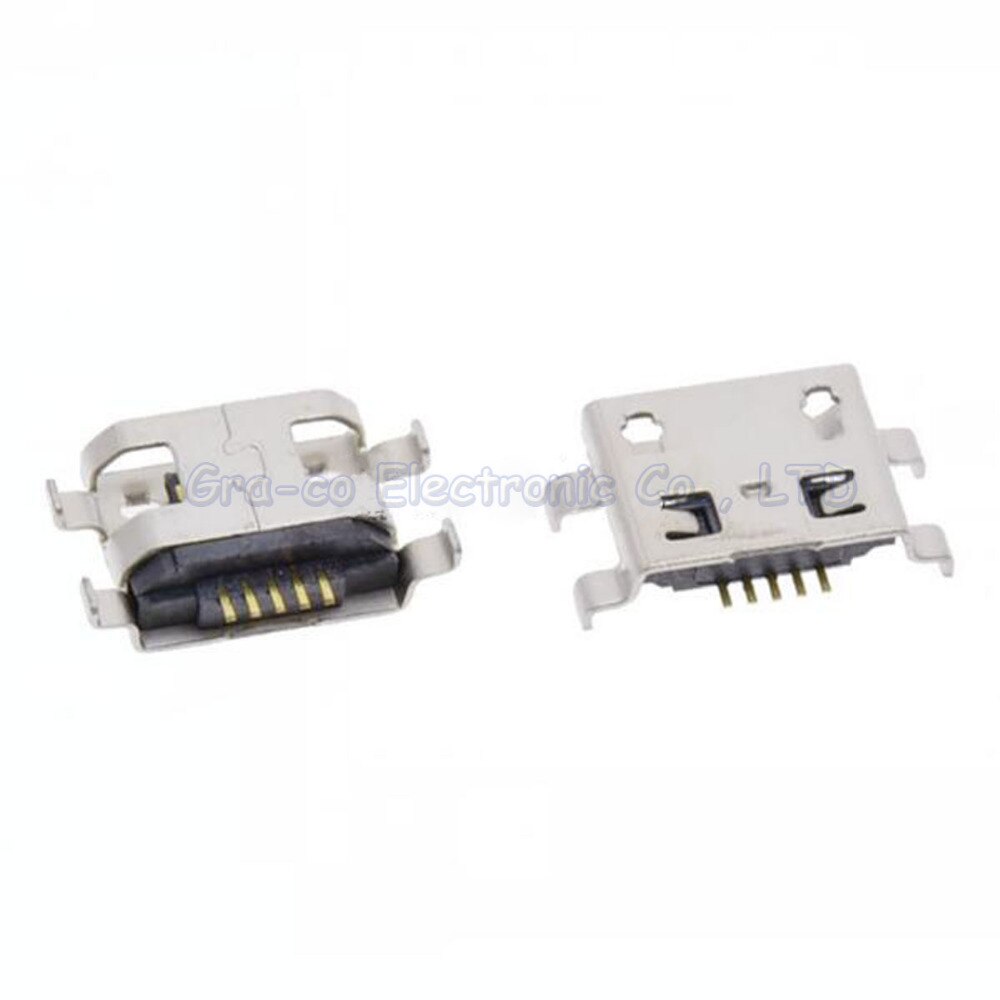 Гнездо micro USB B 5pin на плату 4 ноги выв.крепл. изогн. II