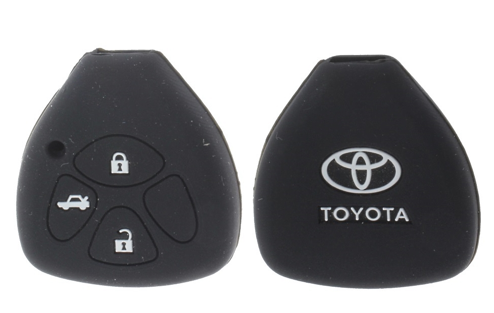 Чехол силикон к чип-ключу Toyota Camry, Mark X, Crown треугольный, 3 кнопки, чёрный