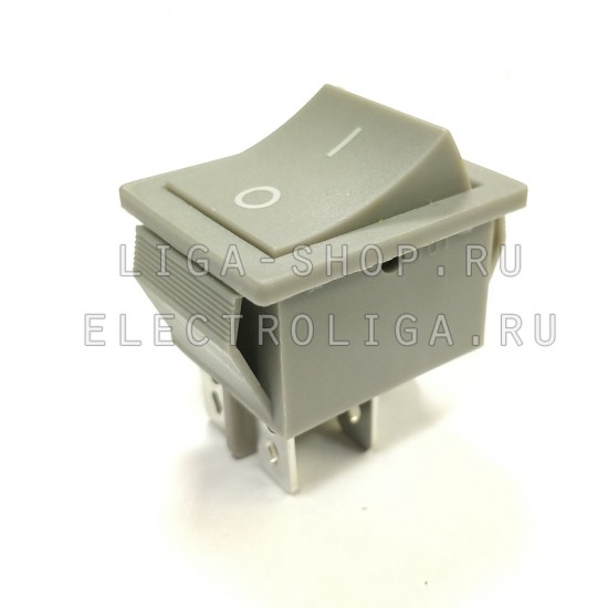 Переключатель без подсветки KCD4-101/4P 4pin 250V 15A on-off 28мм широкий серый