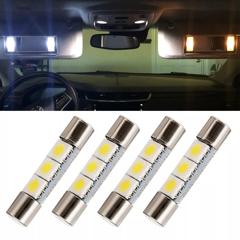 Лампа-предохранитель 12v LED 6*SMD-2835 1W 6000K 6*28мм в солн/козырек