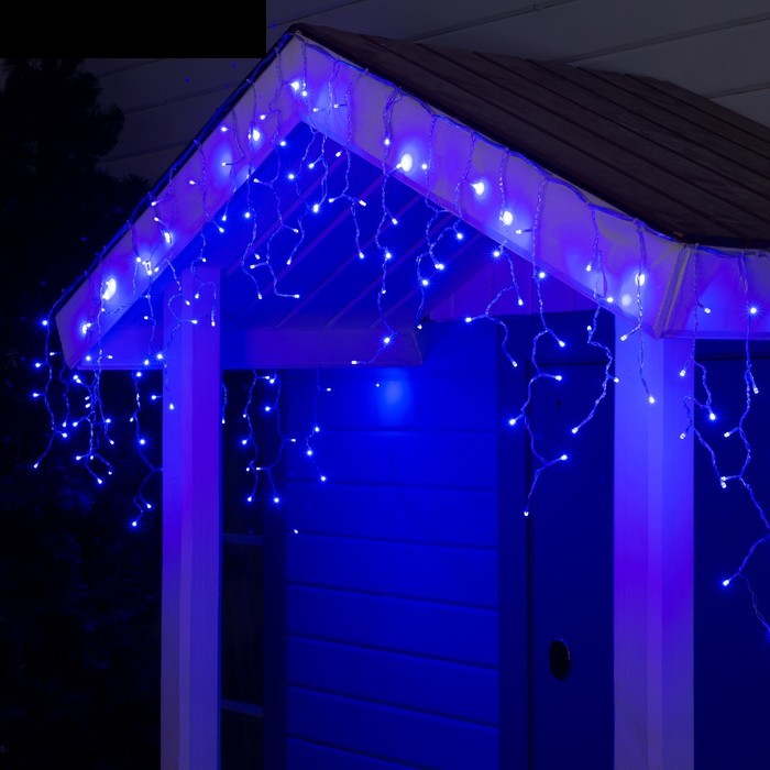 Гирлянда УЛИЧНАЯ 'Бахрома' Ш:5м В:0,6/0,4м нить силикон, LED-180-220V, контр. 8 р. СИНИЙ