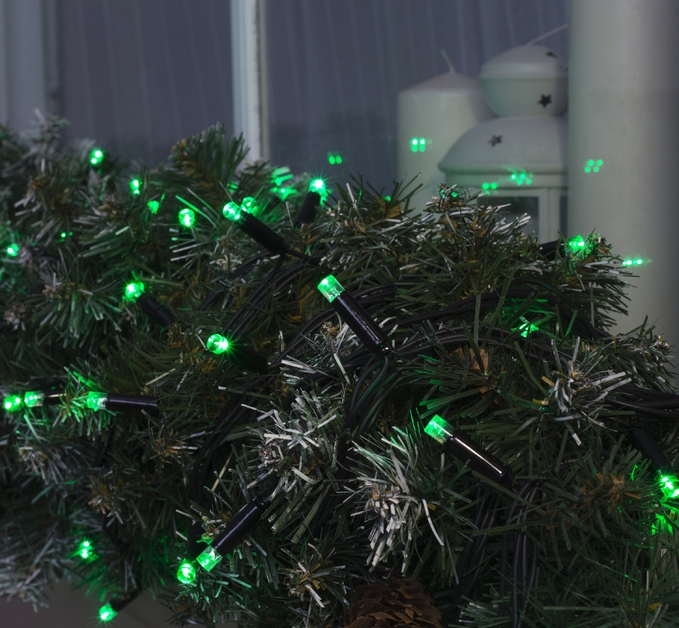 Гирлянда УЛИЧНАЯ 'Метражная' 20м нить темная, LED-240-220V, контр. 8 р. ЗЕЛЕНЫЙ