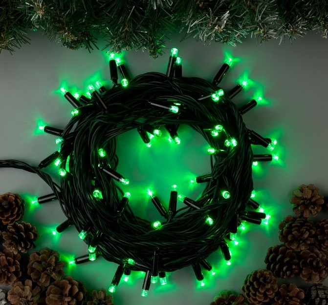 Гирлянда УЛИЧНАЯ 'Метражная' 20м нить темная, LED-240-220V, контр. 8 р. ЗЕЛЕНЫЙ