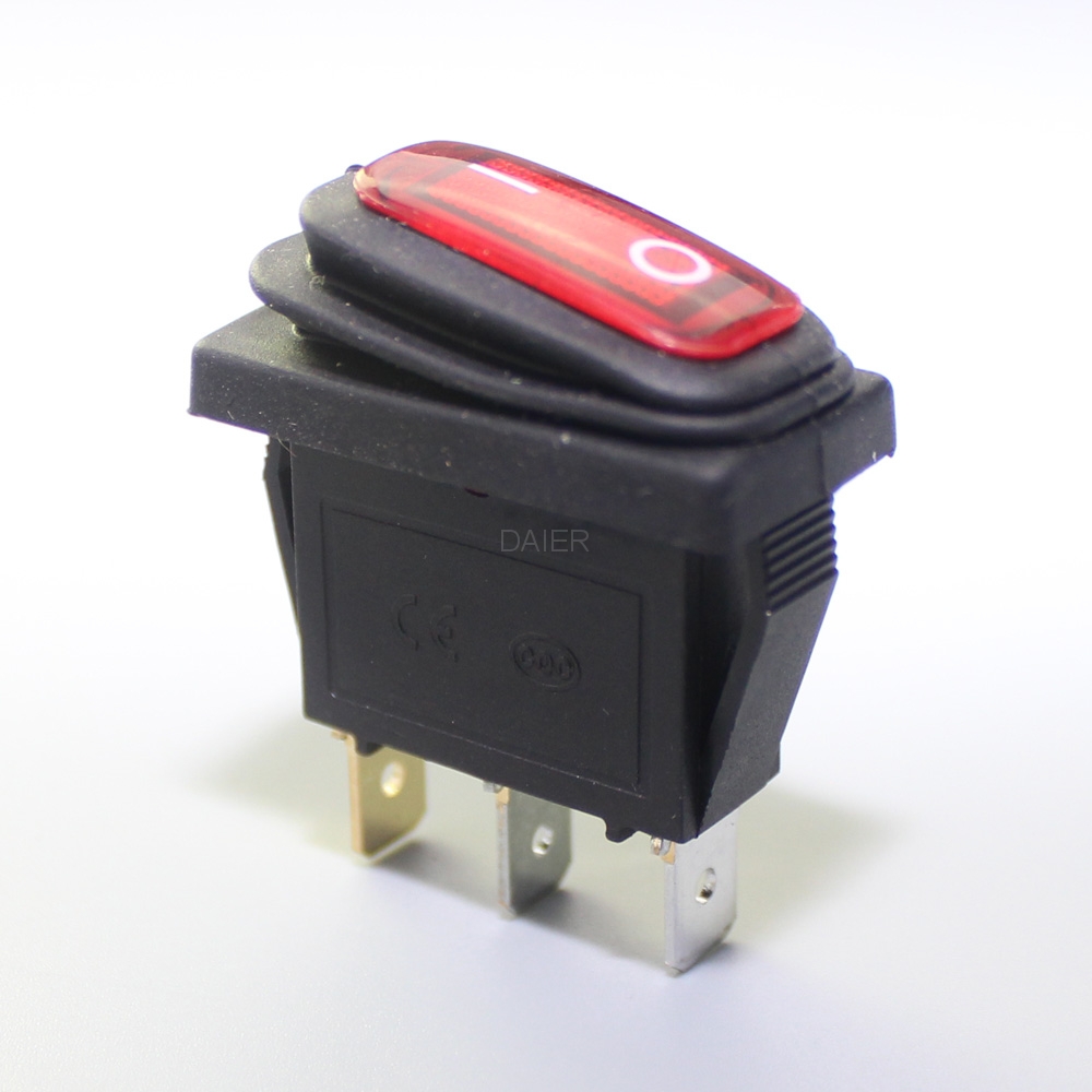 Переключатель с подсветкой влагозащита KCD3-101/NW on-off 3pin, 220В узкий 15A 250V
