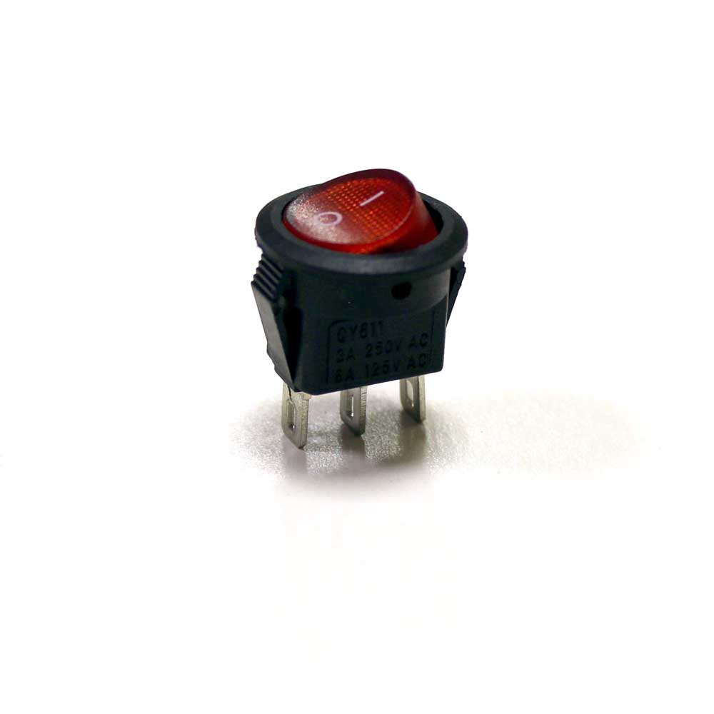 Переключатель с подсветкой SMRS-102-2C2/KCD1-204/N  3pin 250V 3А on-off уст.D15мм круглый