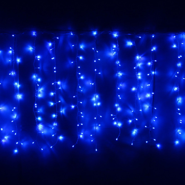 Гирлянда 'Занавес' Ш:3м В:2,5м нить силикон, LED-480-220V, контр. 8 р. СИНИЙ