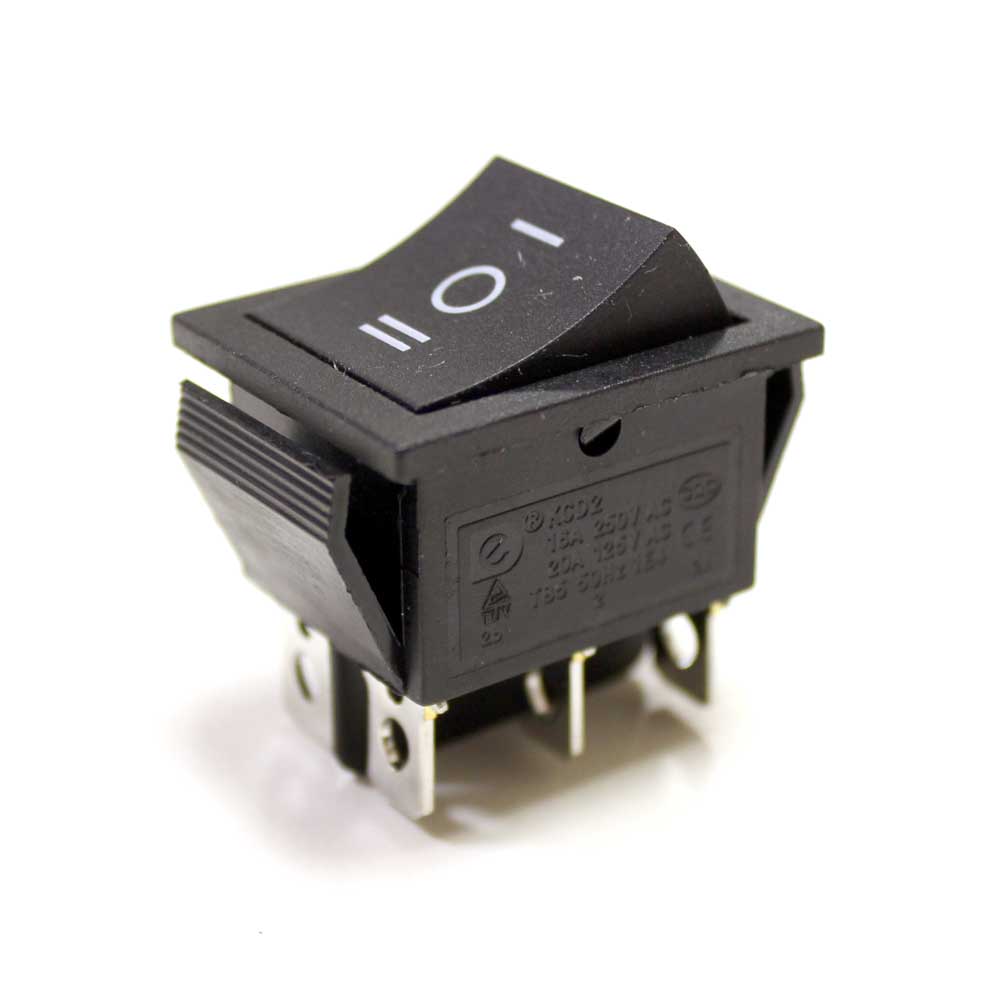 Переключатель без подсветки KCD4-203/RS-203 6pin 250V 15A on-off-on 32*22мм широкий