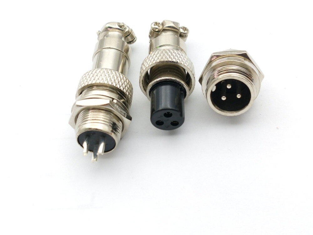 Штекер+гнездо MIC12 (GX12) 3pin 12мм 5А 125В шт-корпус/гн-кабель (пара)