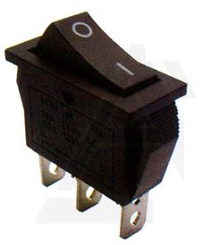 Переключатель без подсветки KCD3-101/3P on-off 3pin 15A, 250V узкий чёрный