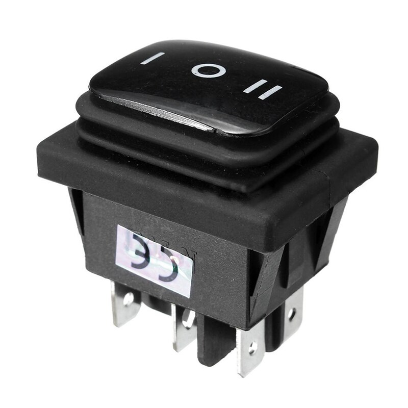 Переключатель KCD2-203-3 on-off-on чёрный, 6pin, влагозащита16A 250V широкий