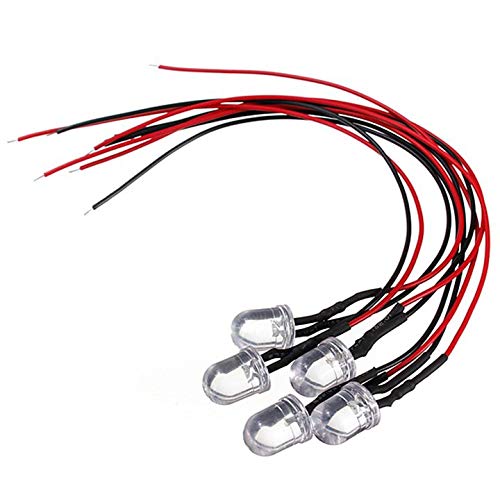Светодиод 12V-14V 10мм БЕЛЫЙ на проводе 200мм 4,0cd <20°>