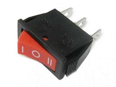 Переключатель без подсветки KCD3-101/DW on-off-on 3pin 10A, 250V 31*14мм без фиксац. узкий чёрный