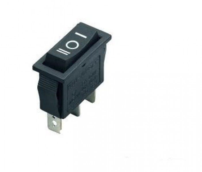 Переключатель без подсветки KCD3-101/DW on-off-on 3pin 10A, 250V 31*14мм без фиксац. узкий чёрный