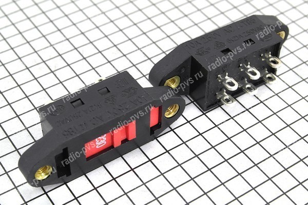 Переключатель движковый (ползунковый) 3*2pin 2полож. 220V/110V 10А 250В с пазом вертик.