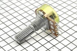 Резистор переменный 16K1 3pin 0,47кОм D-17мм, резьба M7, вал D6 мм накатка-разрез L13 мм