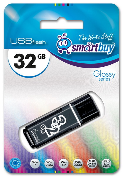 Карта памяти Smart Buy 32Gb USB  Glossy series Black