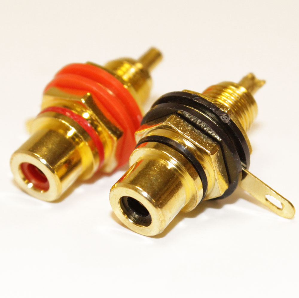 Гнездо RCA металл gold на корпус гайка 1-291G