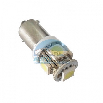 Автолампа светодиодная Т8,5 (BA9s), 5 SMD 5050 диодов (приборная панель, с цоколем), белая, 12V