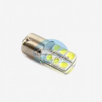 Автолампа светодиодная 12v (21w) T25 BA15s (1конт) 12 SMD5050 в силиконе, белая, (стоп-сигнал, задний ход)