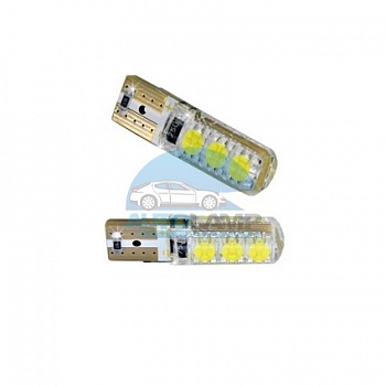 Автолампа светодиодная T10-6SMD5050-S, 6 диодов SMD5050 Canbus в силиконе, 12V