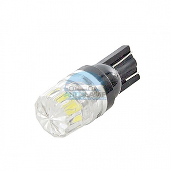 Автолампа светодиодная T10-2 SMD5730-L, 2 диода 5730 (1,5w сверхяркий с линзой), белые (габариты, панель приборов), 12V