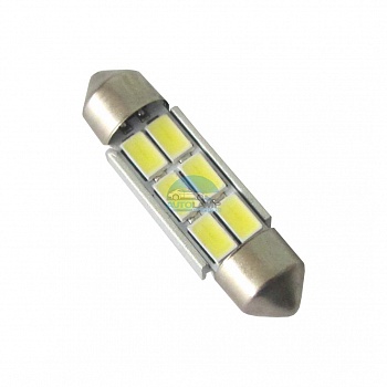 Автолампа светодиодная T10*36-SMD5630-6C, салонная, 12V 1136